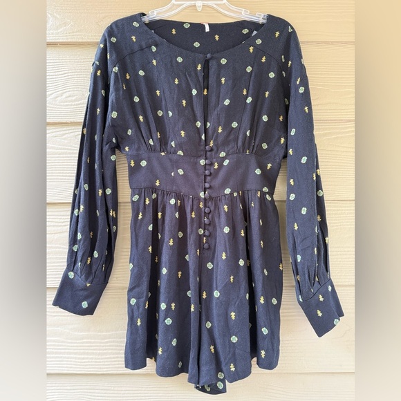 Free People Black and Gold Patterned Romper Size XS - Picture 9 of 15